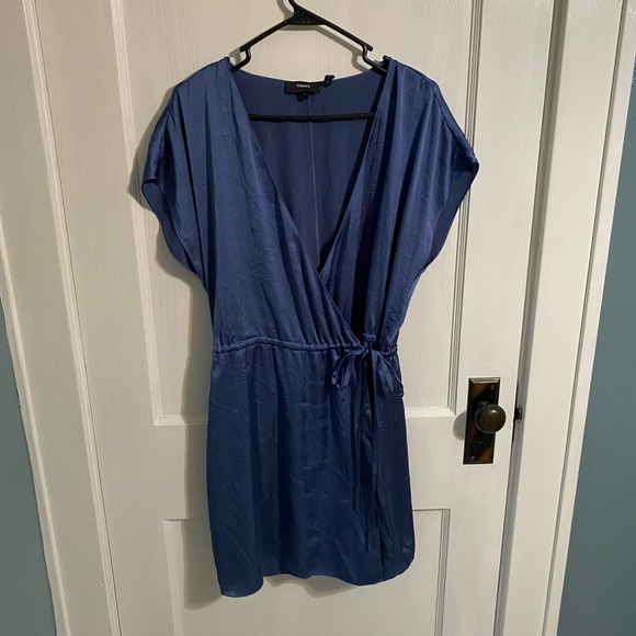 Theory blue crushed starting wrap front romper - Picture 3 of 9